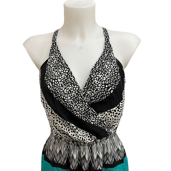 VIX PAULA HERMANNY SILK HALTER MINI DRESS Aztec Print lined size XS - Picture 2 of 8